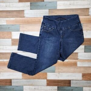Jag Jeans Peri Pull On Straight Leg Dark Wash Denim Blue‎ High Rise Womens 10